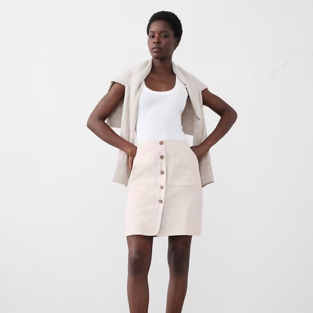 Banana Republic Flax Button-Front Linen Blend Mini Skirt - Size 10 - NWT